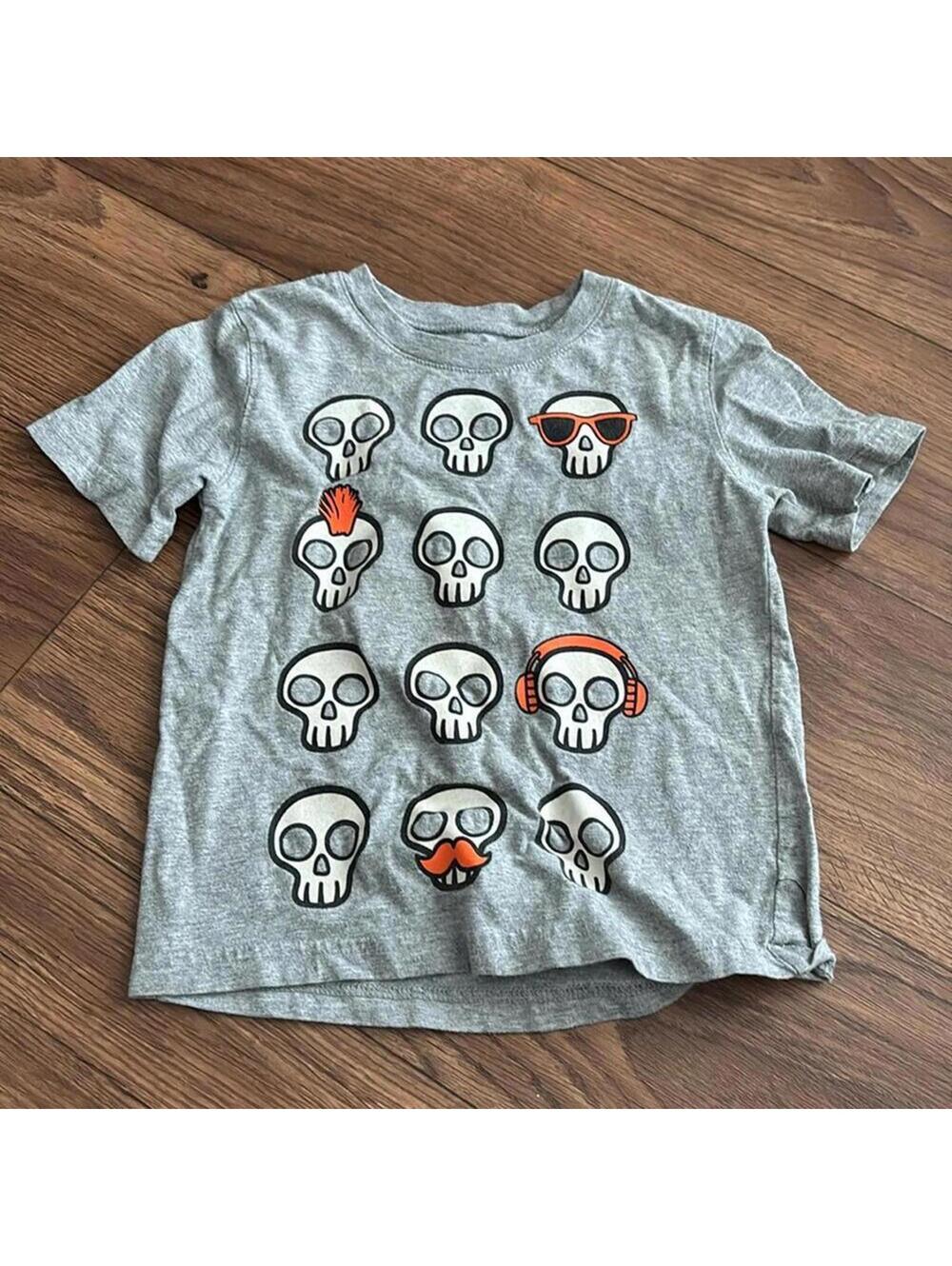 Circo 5T Grey Skull Printed Graphic Shirt Boys Toddlers